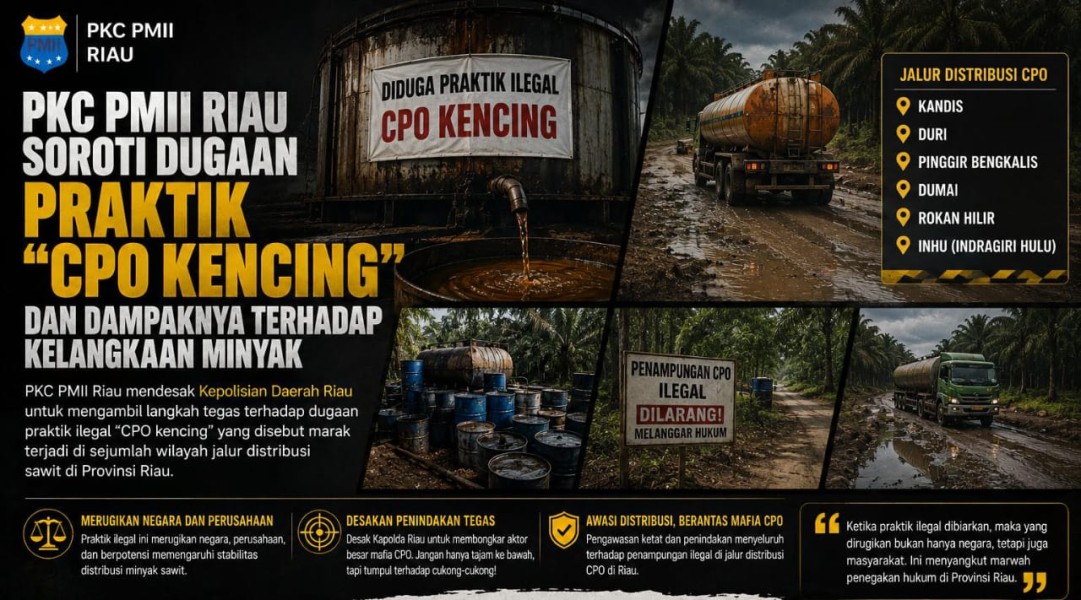PKC PMII Riau Soroti Dugaan Praktik “CPO Kencing” dan Dampaknya terhadap Kelangkaan Minyak