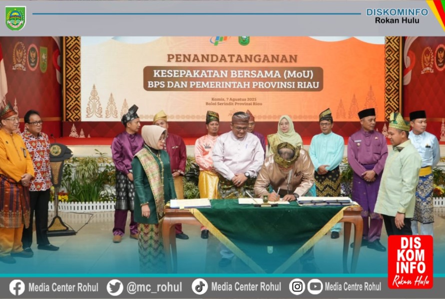 Wujudkan Satu Data Indonesia, Pemkab Rohul Teken MoU Bersama BPS di Balai Serindit Pekanbaru