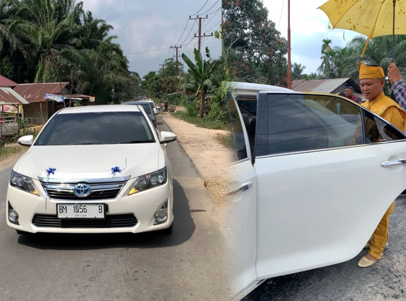 Bahagianya Raja Julianda Pakai Mobil Dinas Bupati Inhu saat Nikah