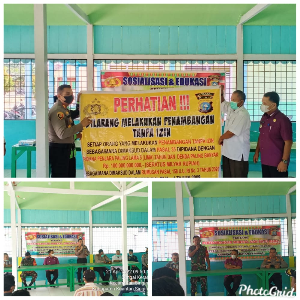 Kapolsek Singingi Paparkan  Dampak PETI di Desa Sungai Keranji Kecamatan Singingi.