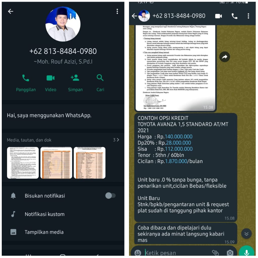 Hati-hati, Nama dan Foto Moh Rouf Azizi Dicatut di WA untuk Penipuan