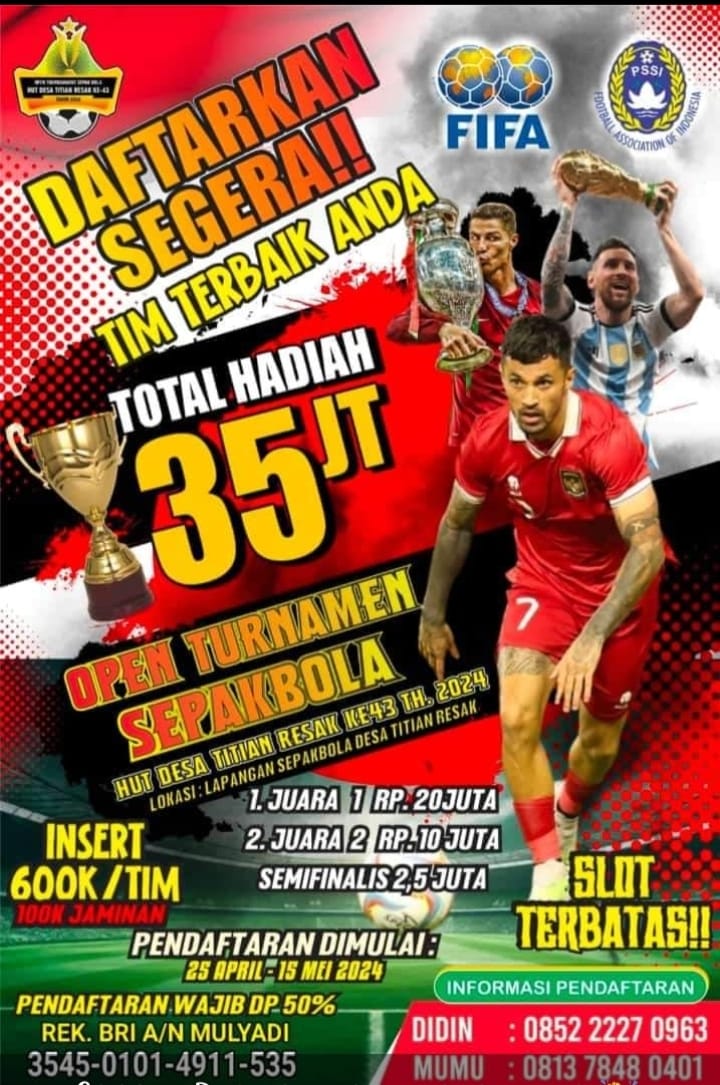 Titian Resak, Akan Menggelar Open Turnamen Sepak Bola