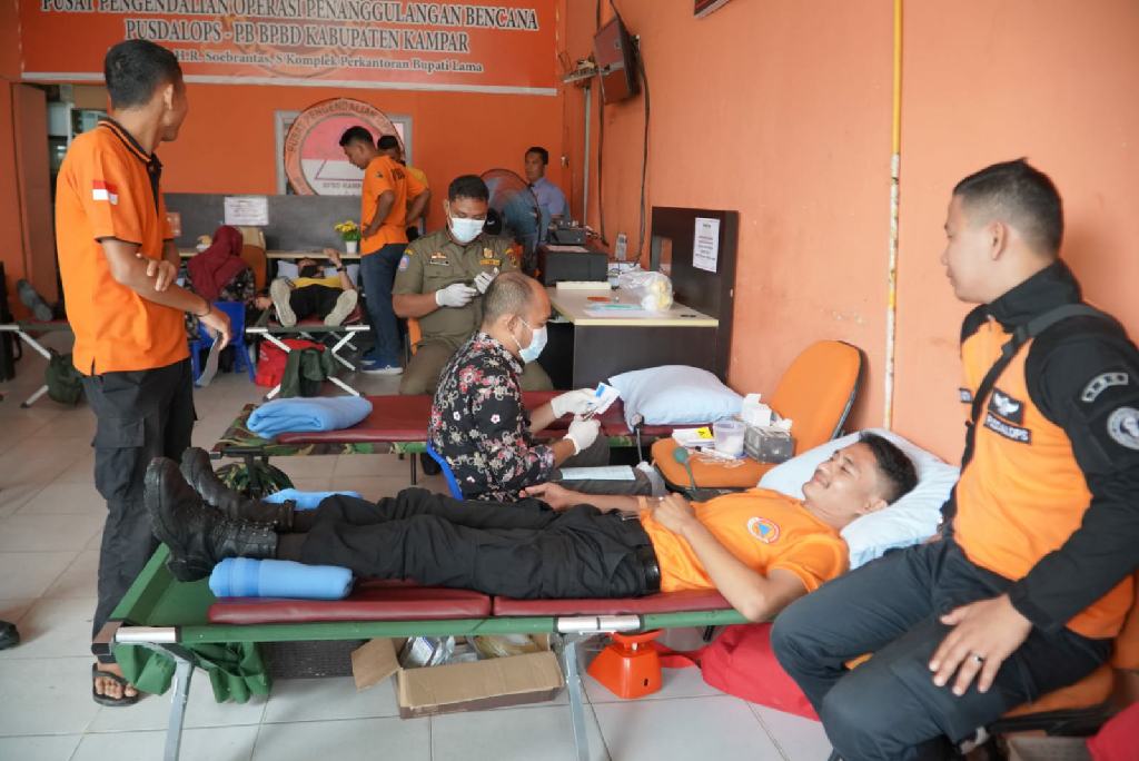 Diskominfo dan BPBD Kampar Lakukan Donor Darah Massal