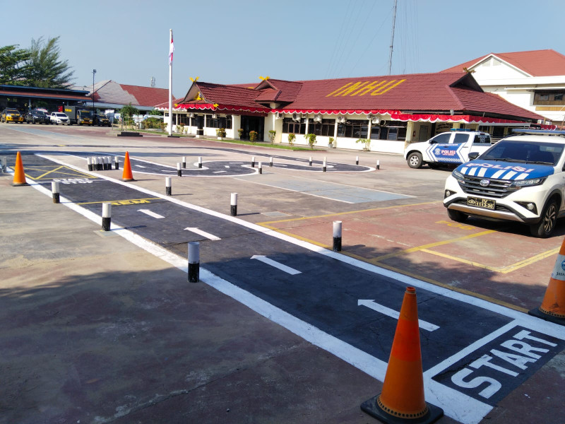 Satlantas Polres Inhu Uji Coba Lapangan Praktek SIM C Baru, Ini Bentuknya