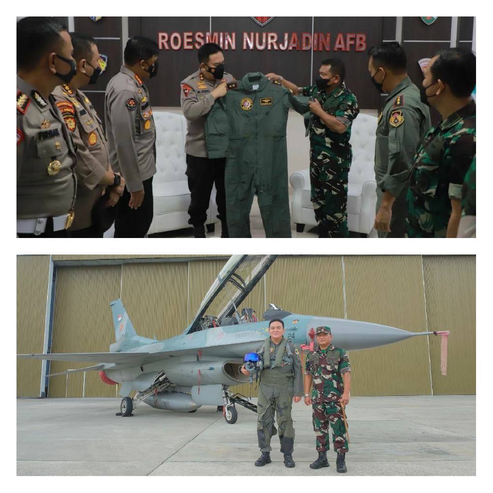 Irjen M Iqbal Dapat Cinderamata Spesial Komandan Lanud Roesmin Nurjadin Pekanbaru