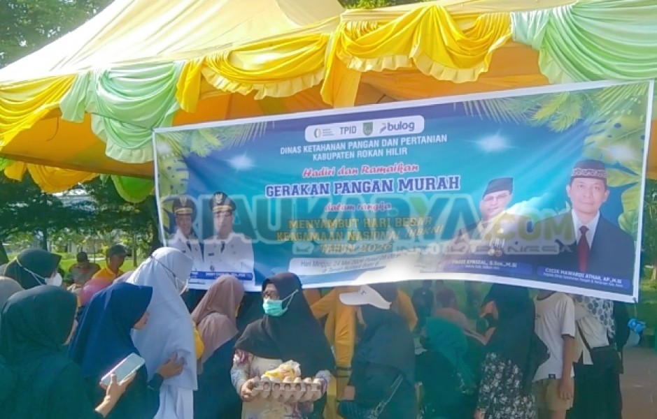 Bantu Warga Jelang Idul Adha, Dinas Ketahanan Pangan Rohil Gelar Pasar Murah di Taman Budaya Batu Enam