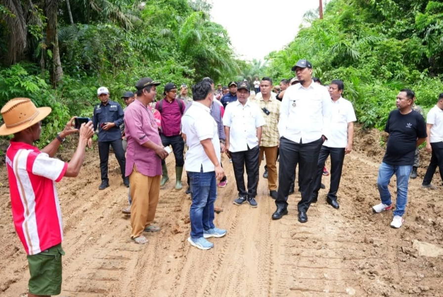 Bupati Inhu Ade dan Wabup Hendrizal Tinjau Jalan Rusak di Batang Cenaku