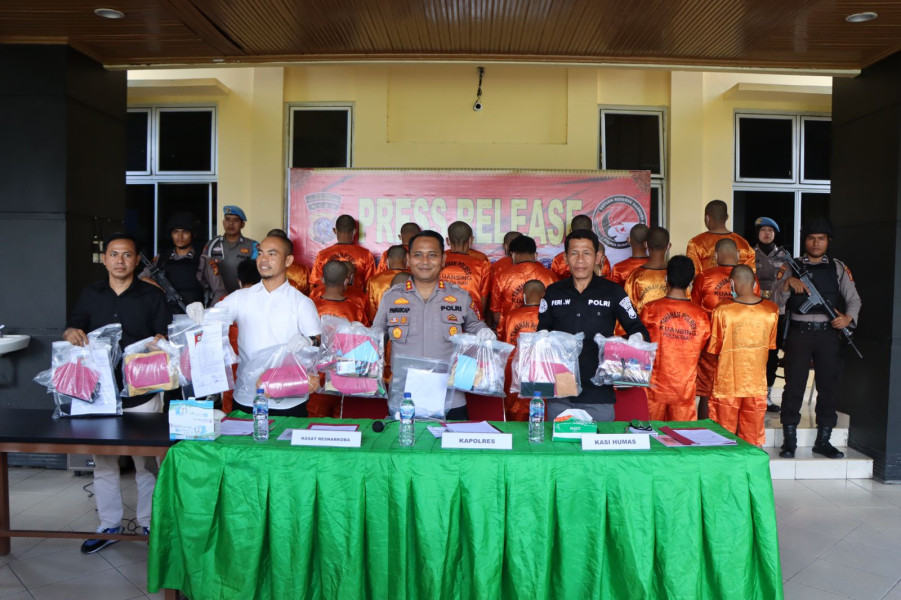 Polres Kuansing Berhasil Amankan 23 Pelaku TP Narkoba Selama April-Mei 2023