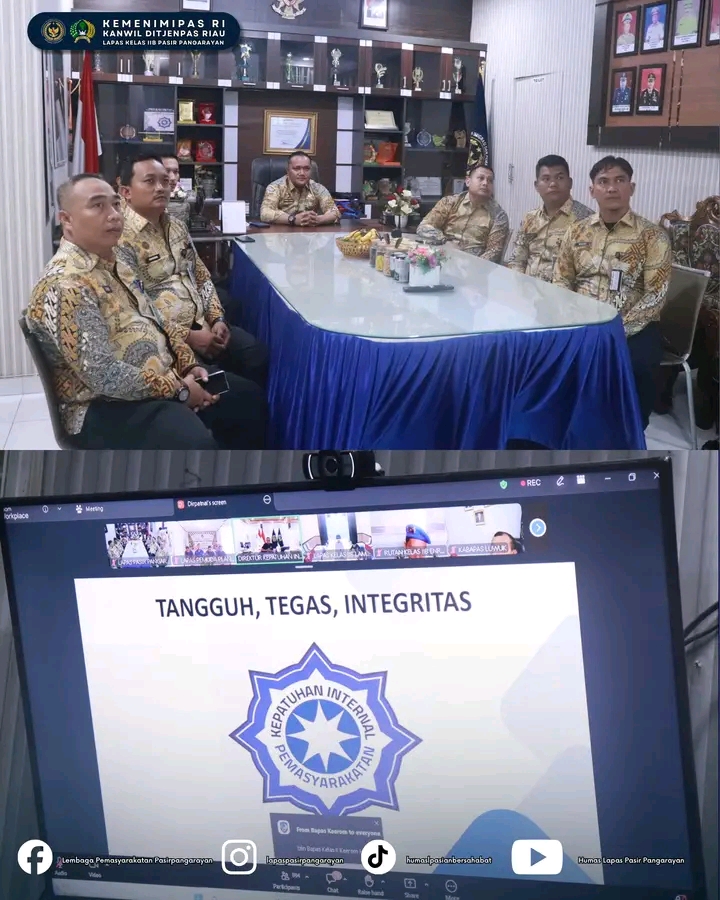 Perkuat Integritas, Lapas Pasir Pangaraian Ikuti Sosialisasi Kepatuhan Internal Secara Virtual