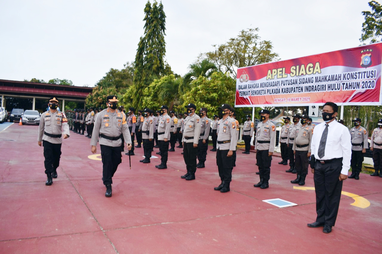 Jelang Putusan MK, Polres Inhu Gelar Apel Siaga, Ini Imbauan Kapolres