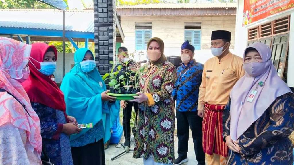 Bupati Rezita Serahkan Bantuan Bibit di Desa Pulau Sengkilo