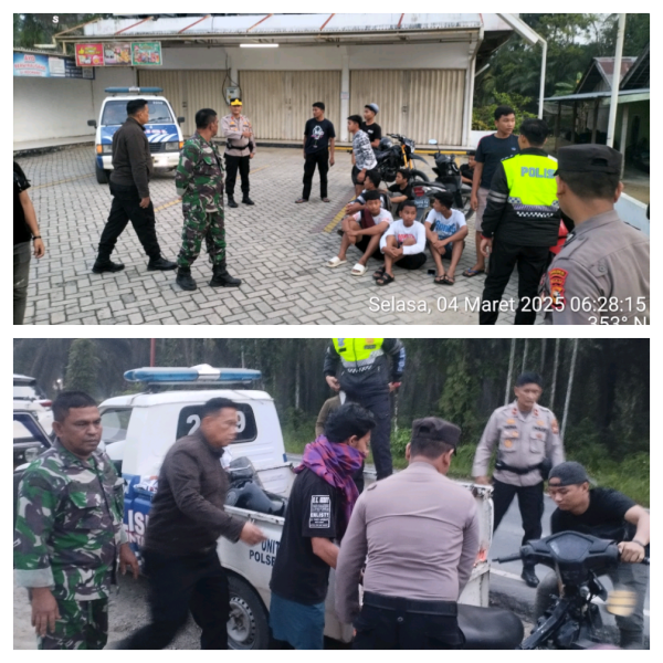 Kapolsek Seberida Pimpin Giat Penindakan Pelanggaran Lalin dan Patroli Balap Liar