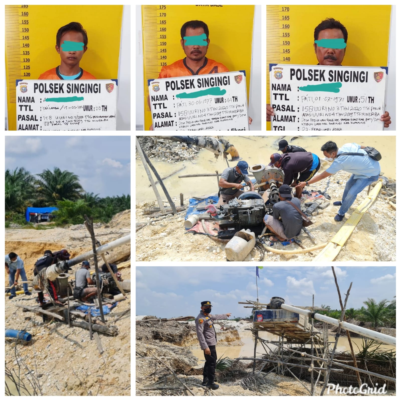 Polres Kuansing Ringkus Tiga Pelaku PETI di Desa Kebun Lado