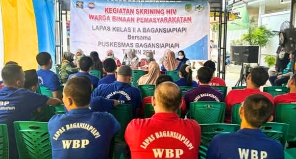 Lapas Bagansiapiapi Bersama Puskesmas Lakukan Skrining HIV Warga Binaan