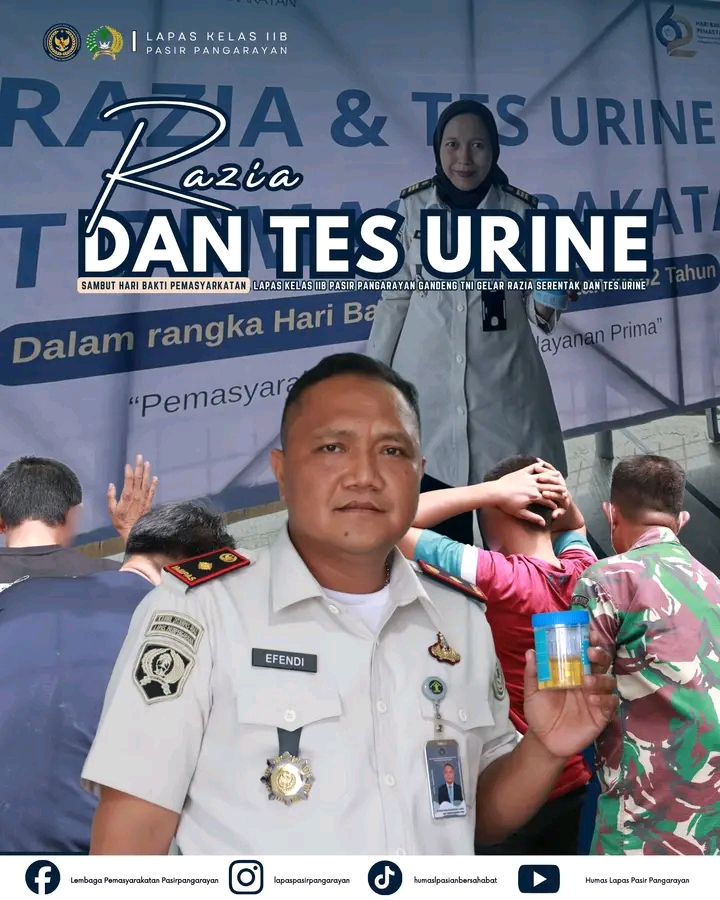 Sinergi Lapas dan TNI, Razia dan Tes Urine Wujudkan Lapas Bersih dari Narkoba