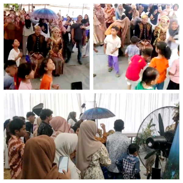 Seru! Sawer Pengantin di Kediaman Salah Seorang Warga Desa Talang Bersemi