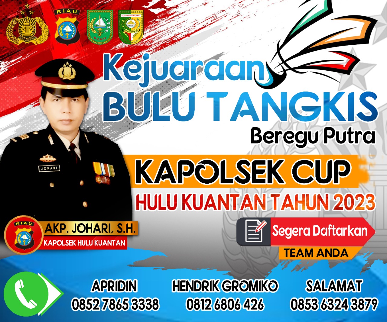 Rebut Hadiah Jutaan Rupiah Pada Kejuaraan Bulutangkis Beregu Polsek Cup Hulu Kuantan 2023