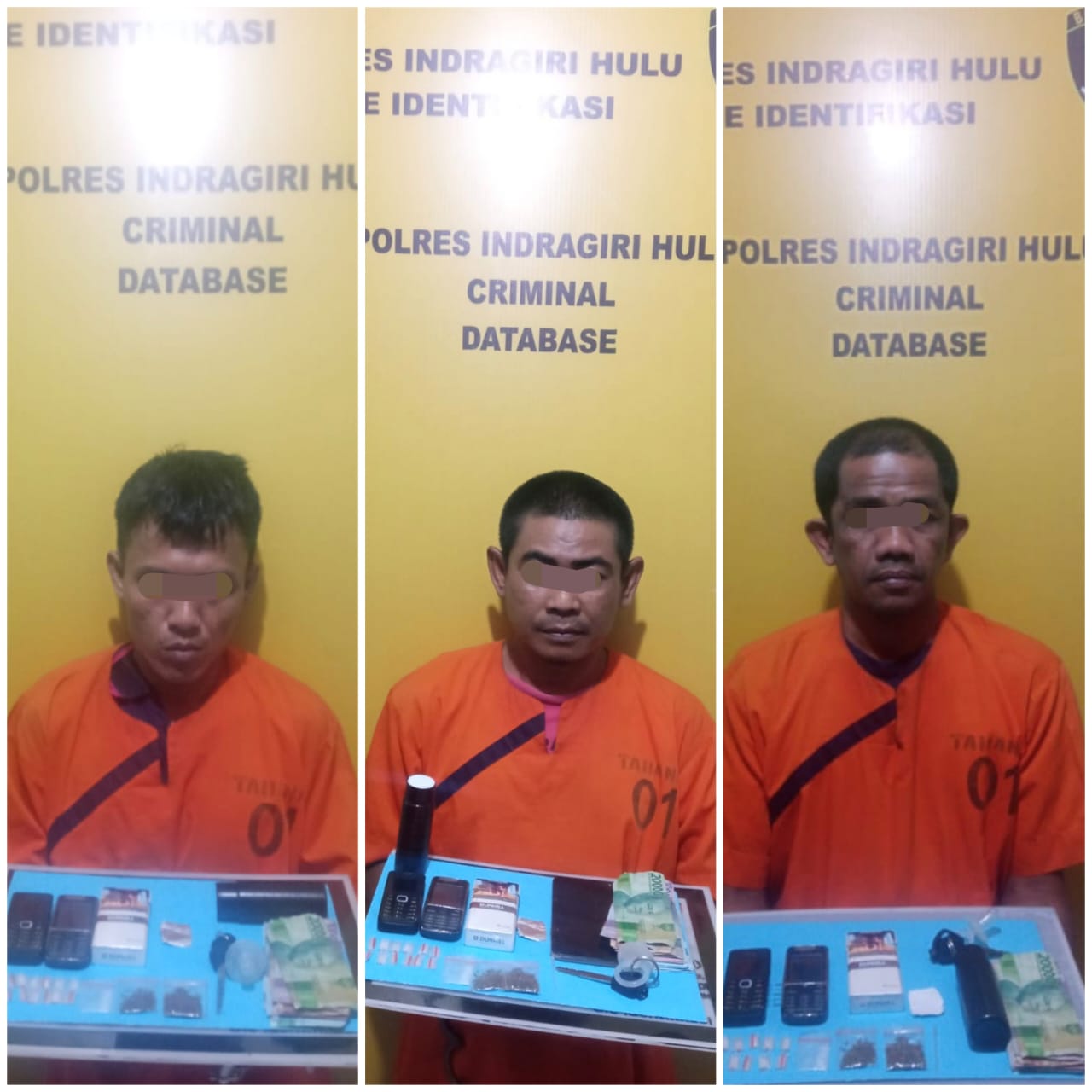 Tiga Tersangka Kasus Narkoba di Kota Rengat Diamankan Polres Inhu