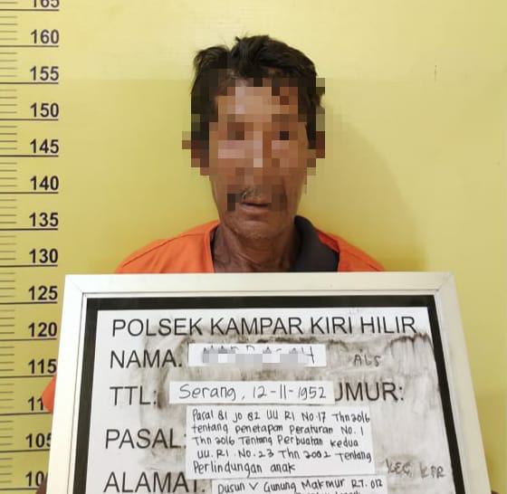 Cabuli Anak di Bawah Umur, Kakek Bejad Ini Ditangkap Unit Reskrim Polsek Kampar Kiri Hilir