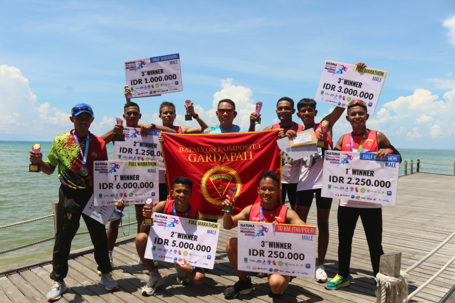 Batalyon Komposit 1/Gardapati Turunkan 243 Prajurit Dalam Event Natuna Geopark Marathon