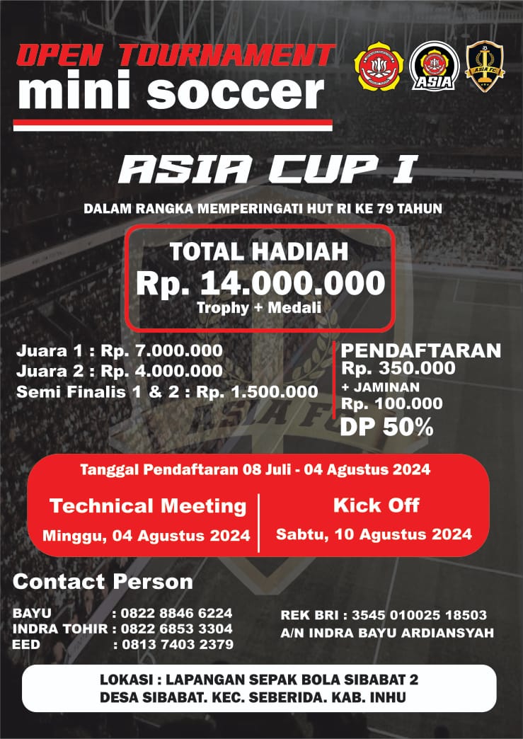 Sambut HUT 17 Agustus, Karta Asia akan Gelar Open Turnamen Mini Soccer Asia Cup Perdana