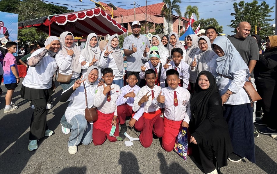 Pocil SDN 018 Sekip Hulu Tampil di Car Free Day HUT Satlantas ke-70 Polres Inhu