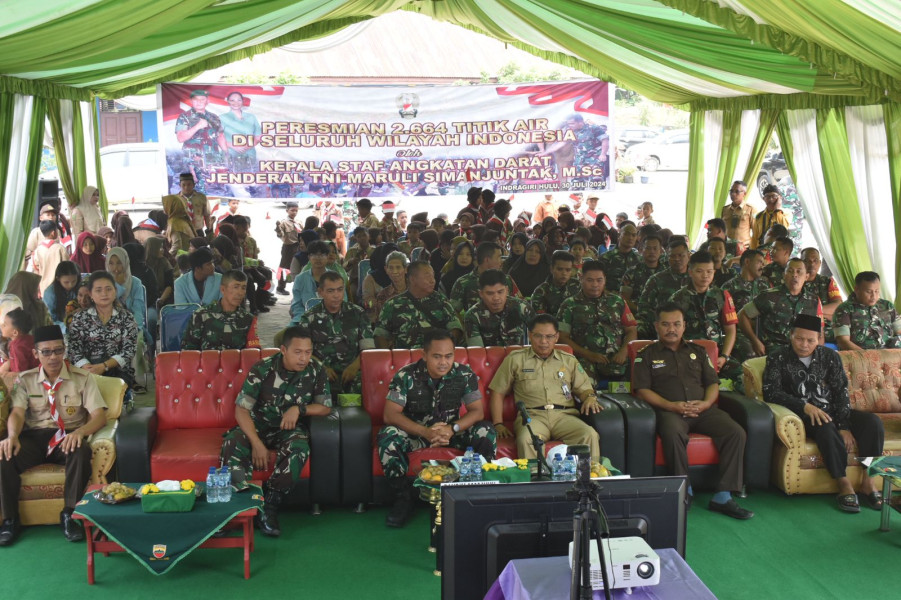 Kodim 0302 Inhu, Gelar Vicom Dalam Acara Peresmian 2.664 Titik Air di Seluruh Wilayah RI Oleh Kasad