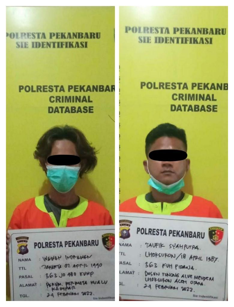 Pelaku Curanmor dan Penadah Diamankan Satreskrim Polresta Pekanbaru