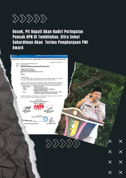 Besok, Plt Bupati Akan Hadiri Peringatan Puncak HPN Di Tembilahan Ultra Sebut Suhardiman Akan  Terima Penghargaan PWI Award