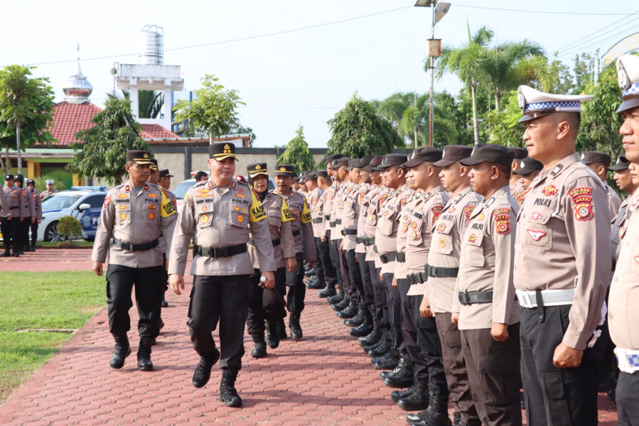 Polres Aceh Utara Laksanakan Apel Pengecekan Pasukan dan Peralatan