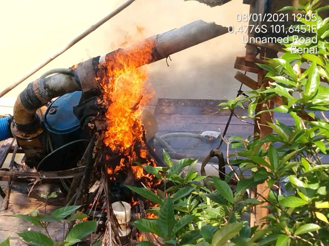 Operasi PETI, Polsek Benai Rusak Satu Unit Dompeng  