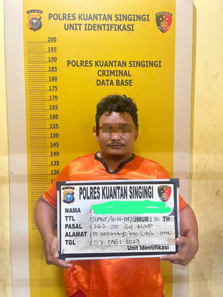 Satreskrim Polres Kuansing Ringkus Pencuri Kotak Infak Masjid Al-Furqan Di Alfamart Sungai Jering