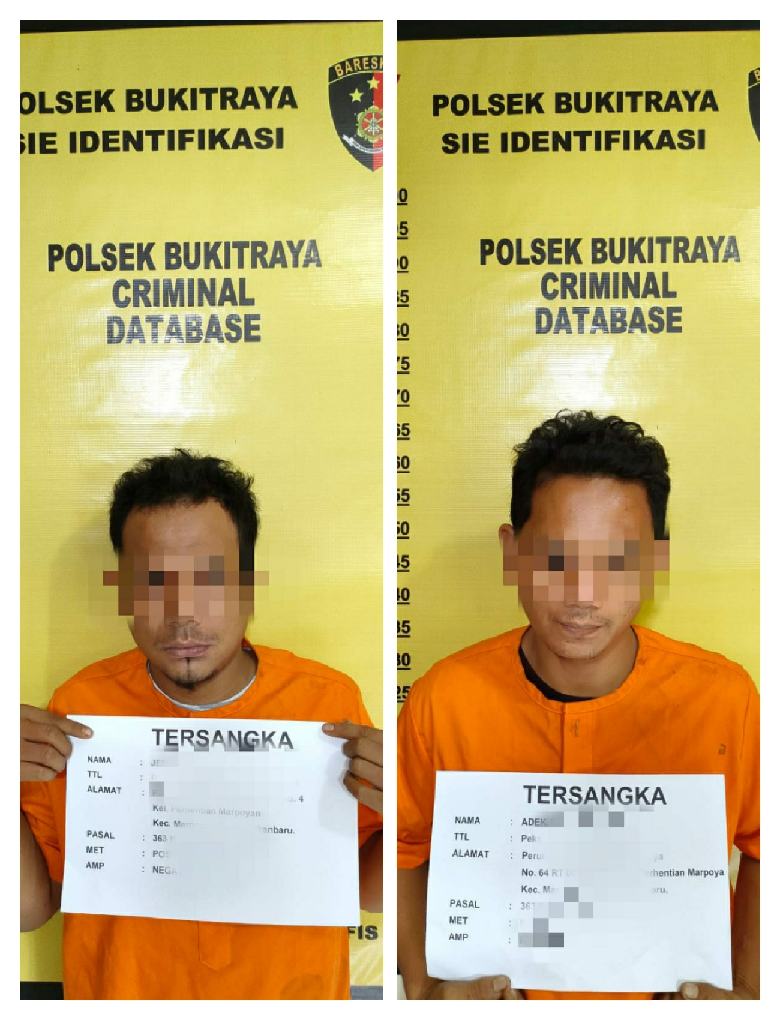 Gasak Motor di Teras Rumah, 2 Residivis Diamankan Polsek Bukit Raya