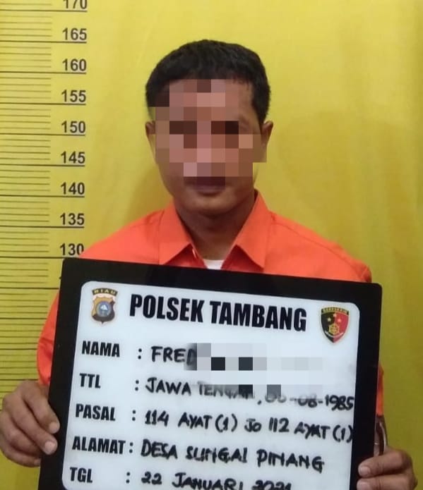 Unit Reskrim Polsek Tambang Amankan Seorang Pelaku Narkoba di Desa Sungai Pinang