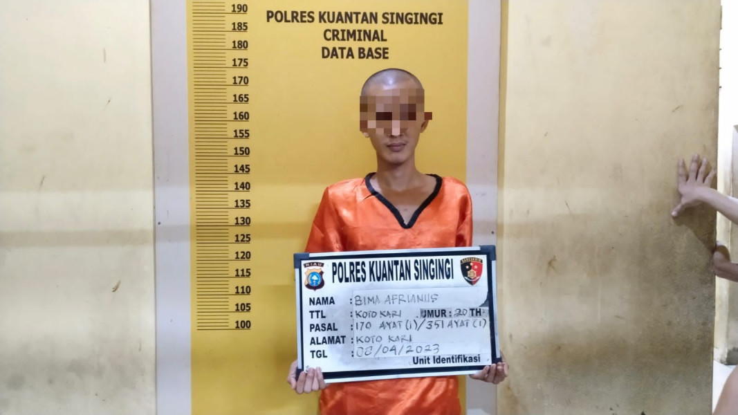 Sat Reskrim Polres Kuansing Mengamankan Pelaku Tindak Pidana Kekerasan Di Muka Umum