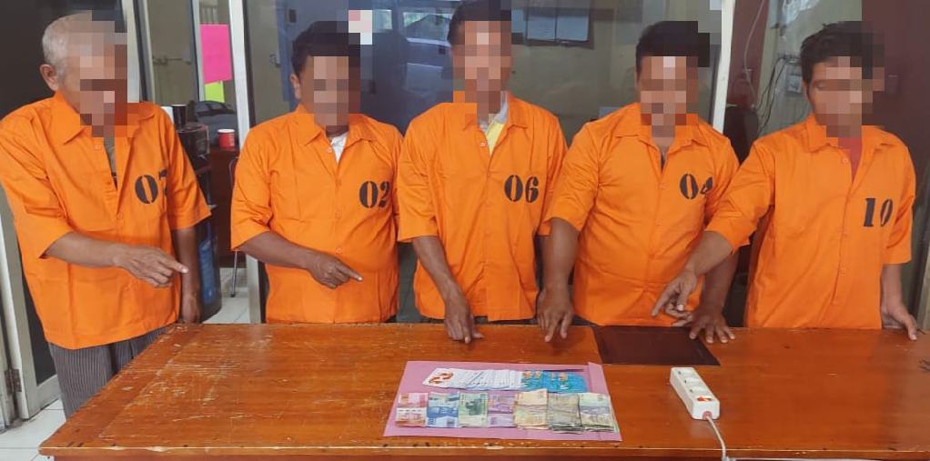 Sedang Asik Main Judi Song di Warung, 5 Pelaku Diamankan Polsek Tapung