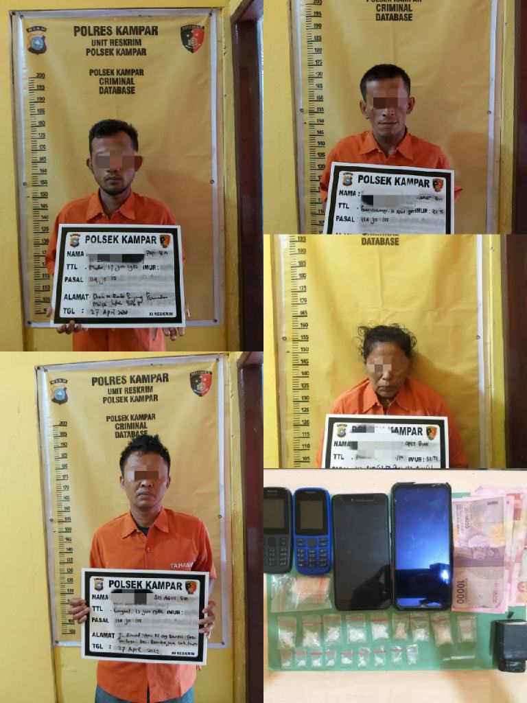 4 Tersangka Pengedar Narkoba Ditangkap Reskrim Polsek Kampar