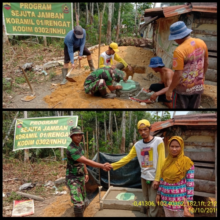 Babinsa Koramil 01/Rengat Realisasikan Program Sejuta Jamban di Kecamatan Rengat Barat