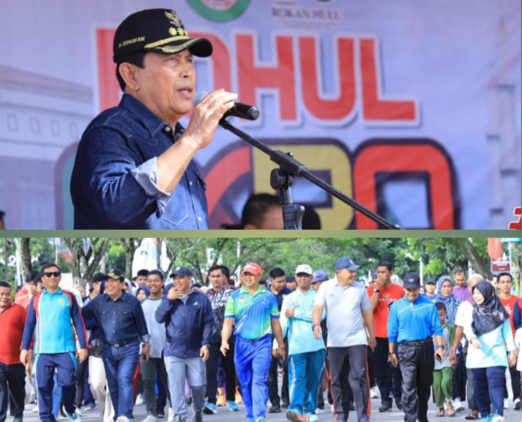 Ribuan Warga Ikuti Jalan Santai & Rohul Expo Meriahkan HUT Ke-25