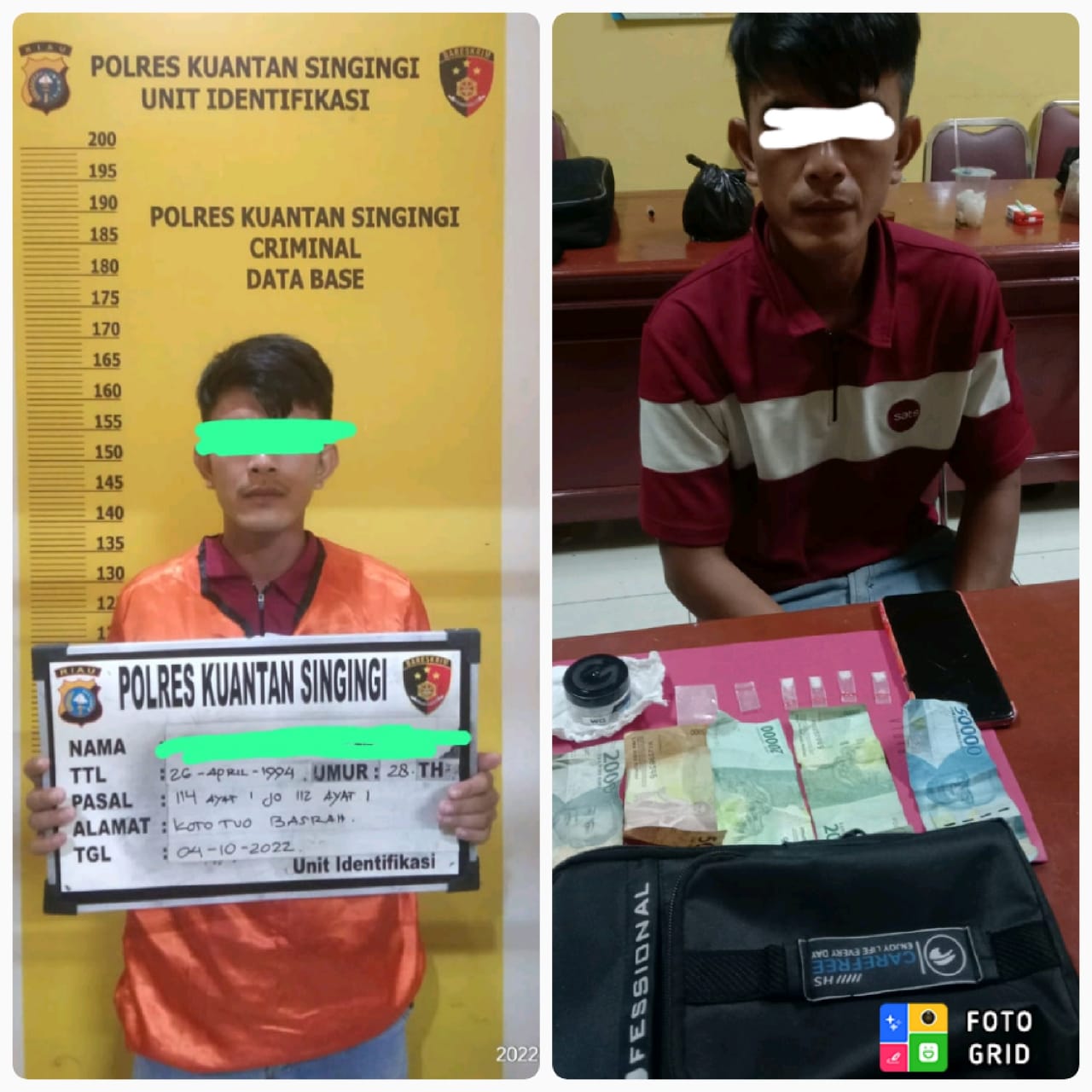 SatRes Narkoba Polres Kuansing Tangkap Kurir Peredaran Sabu Sabu di Baserah