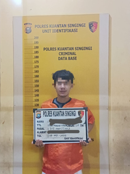 Sat Reskrim Polres Kuansing Tangkap Pelaku Tindak Pidana Perjudian Jenis Higgs Domino Memakai Chip.