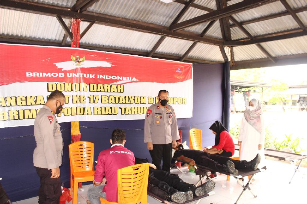 Bakti Sosial Donor Darah Batalyon B Pelopor Sat Brimob Riau, Jelang HUT ke-17