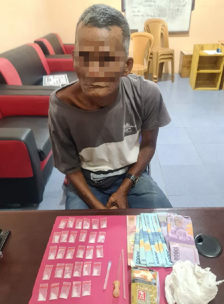 Kantongi 29 Paket Shabu Siap Edar, Kakek Ini Ditangkap Polsek Siak Hulu