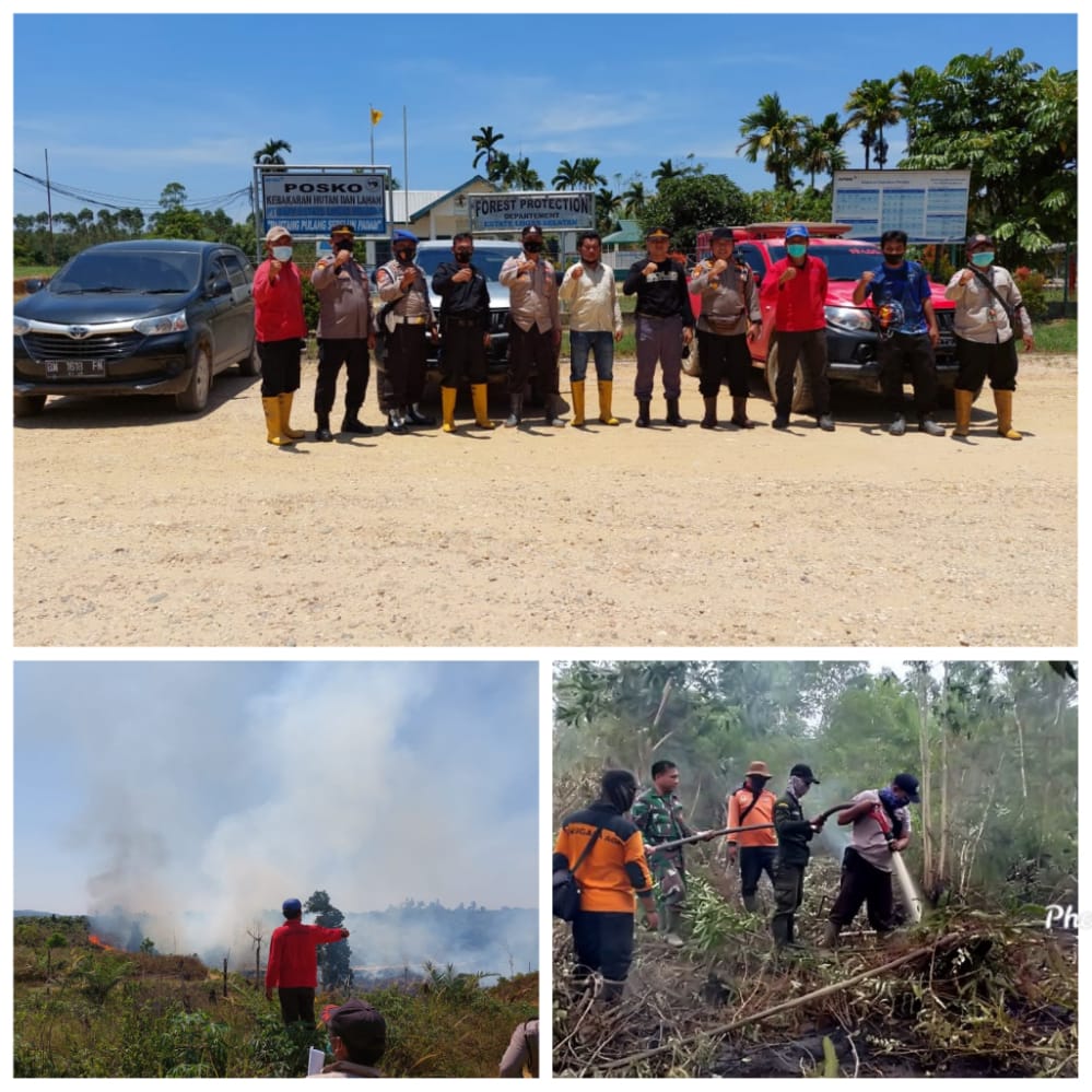 Sinergi Polri -TNI Manggala Agni Berjibaku Padamkan Api Di Kawasan Hutan Suaka Margasatwa Kuansing