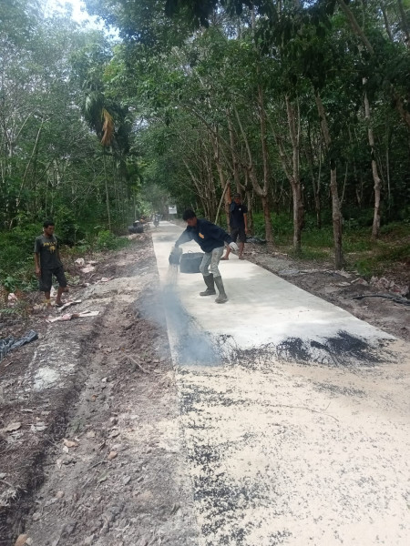 Pemdes  Putri Sembilan Gunakan Dana Bermasa  Untuk Pembangunan Jalan Dusun Parit Baru