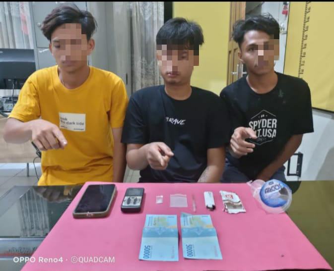 Tim TEMBAK Polres Kampar Amankan 3 Pelaku Narkoba Saat Patroli di Wilayah Desa Bukit Payung