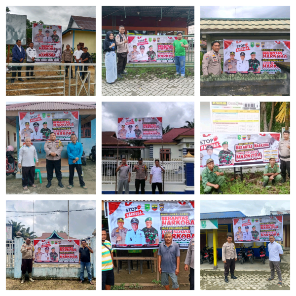 Komitmen Berantas Narkoba, Polsek Seberida Giat Pemasangan Baleho Himbauan
