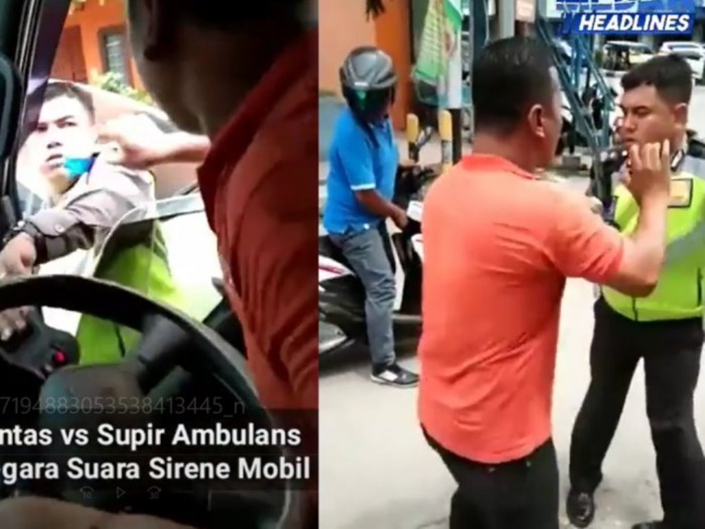 Viral Video Adu Jotos Polisi dengan Sopir Ambulans yang Sedang Bawa Pasien Rujukan