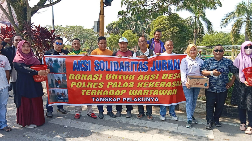Puluhan Wartawan di Rohul Gelar Aksi Solidaritas Atas Tindakan Kekerasan Empat Jurnalis di Dusun Kali Kapuk
