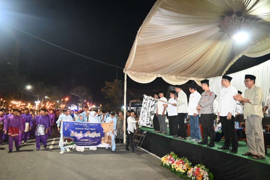 Kapolres Inhu Pimpin Langsung Pengamanan Pawai Takbir Keliling Malam Idul Adha